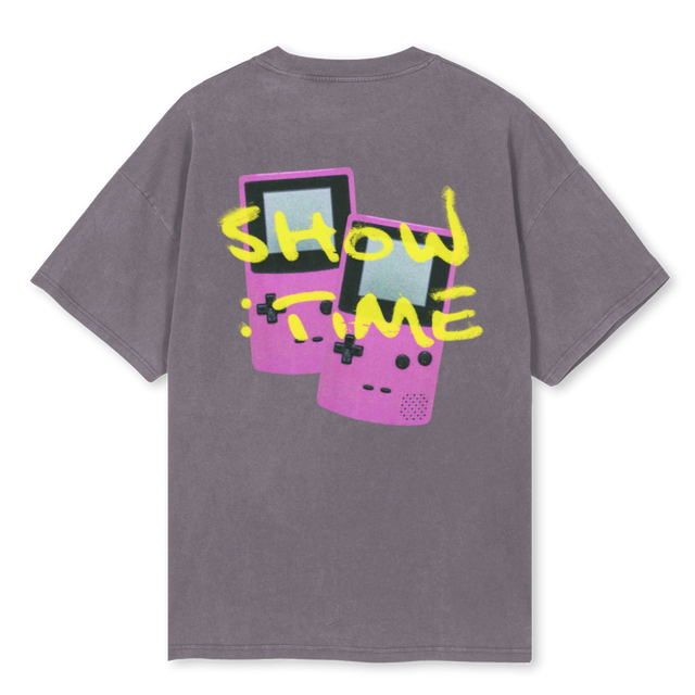 GAMEONYELLOW Pigment Grey Oversized Tee.