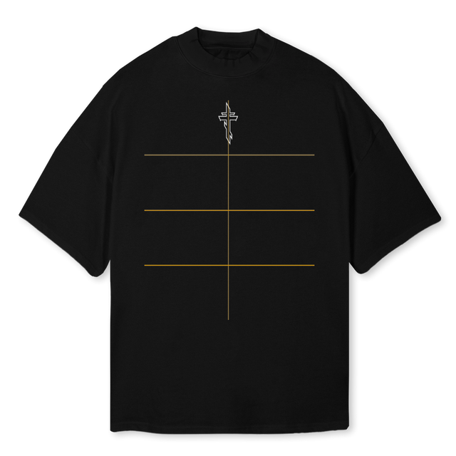 CREATION Black Oversized Mock Neck Tee.