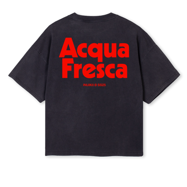 BLKACQUAFRESCAONE Vintage Black Oversized Boxy Tee.