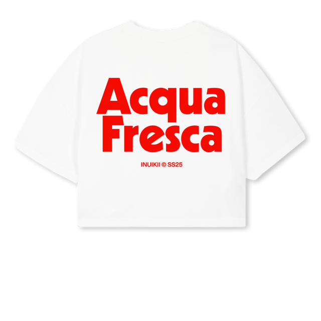ACQUAFRESCATSHIRTONE White Cropped Oversized Tee.