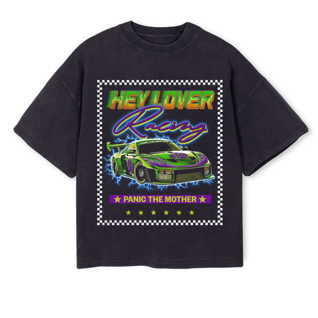 PTMRACINGTEE Vintage Black Oversized Boxy Tee.