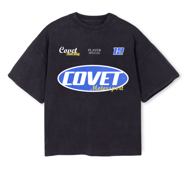 RACINGCLUB Vintage Black Oversized Boxy Tee.