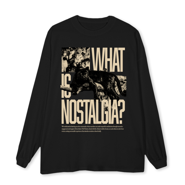 WHATISNOSTALGIA Black Oversized LS Tee.