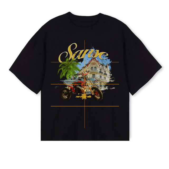 SANSEBLACKTEE Black Oversized Boxy Tee.