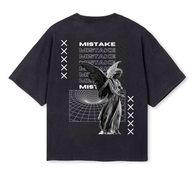MISTAKE Vintage Black Oversized Boxy Tee.
