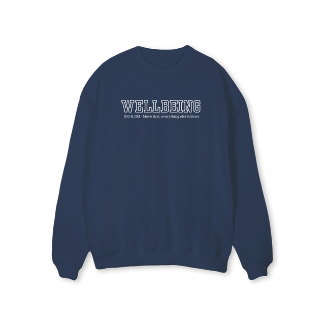 WELLBEINGJJMFEEFF Navy Blue Regular Crewneck Sweater.