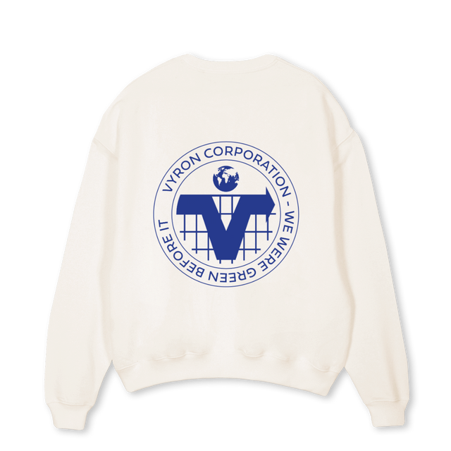 VYRONBLU Vintage White Oversized Crewneck Sweater.