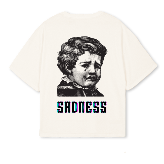 SADNESS Vintage White Oversized Boxy Tee.