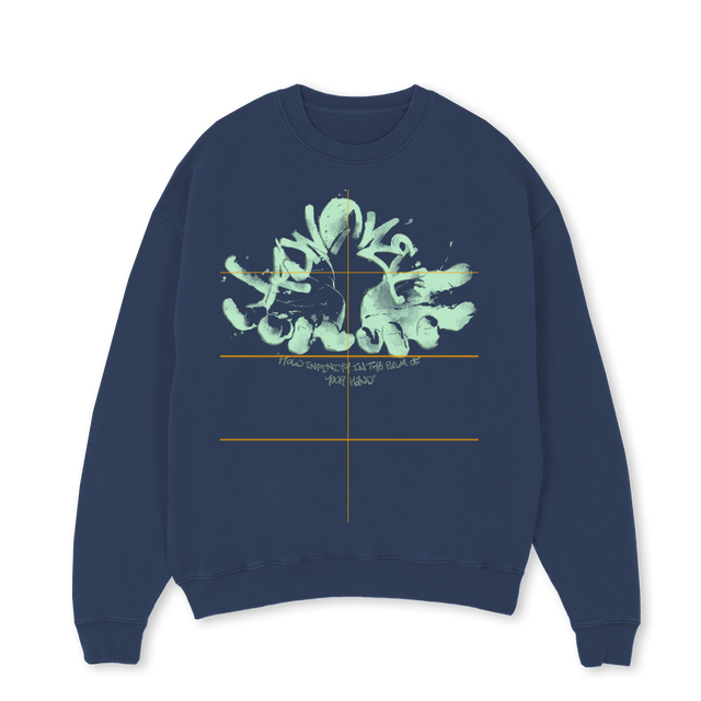 INIFITYSWEATSHIRT Navy Blue Oversized Crewneck Sweater.