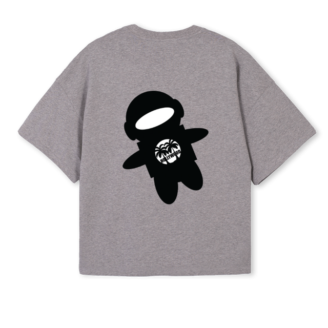 BOXYHOLLYWOODGREYT Grey Marl Oversized Boxy Tee.
