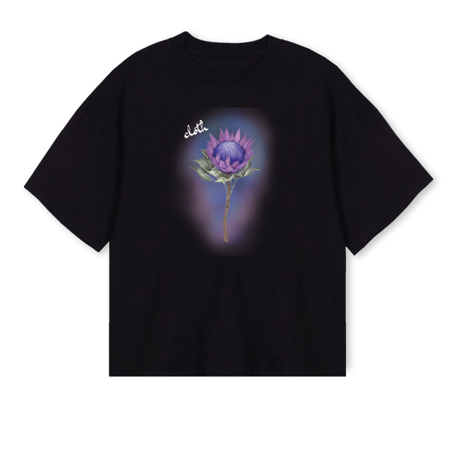 KINGPROTEA Black Oversized Boxy Tee.