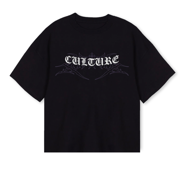 INDIGOCULTUREMETAL Black Oversized Boxy Tee.