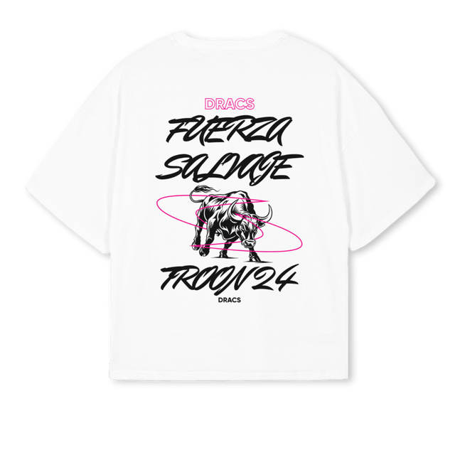 TROONOPENCHAMP White Oversized Boxy Tee.