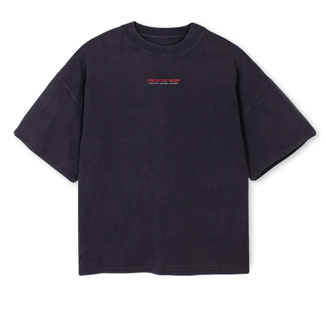 COFFEERU Vintage Black Oversized Boxy Tee.