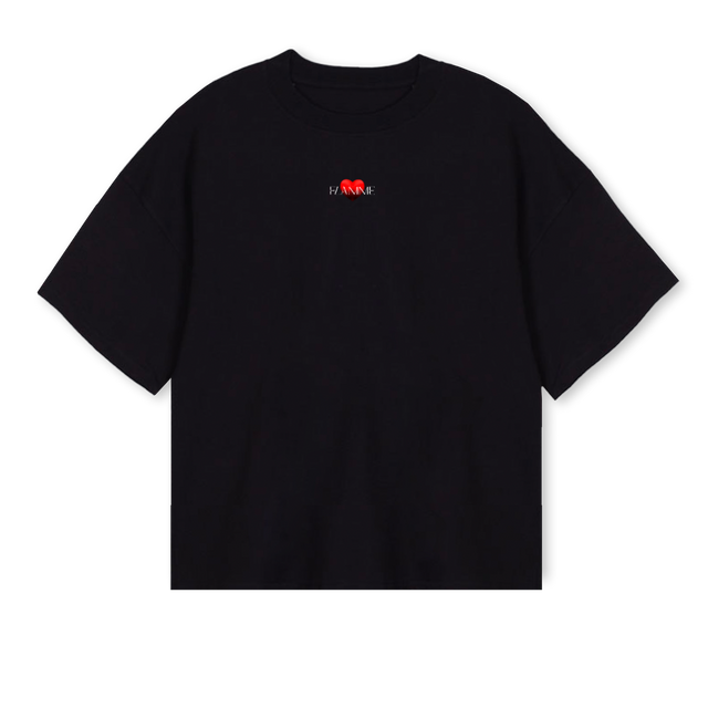 FLAMMEMAD Black Oversized Boxy Tee.