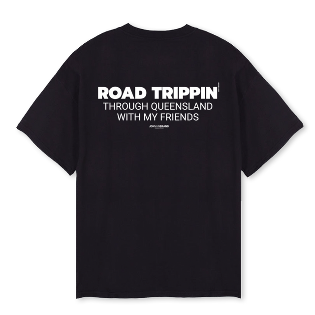 JVBROADTRIPQLD Black Oversized Tee.