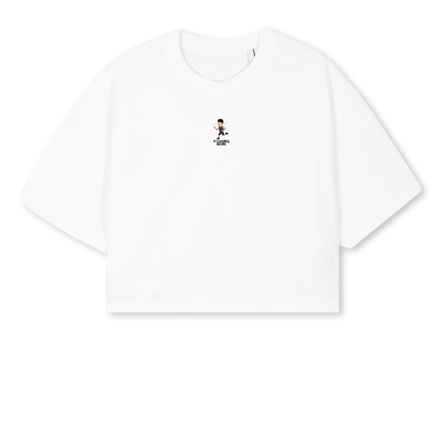JRRUNCLUBCROPWHITE White Cropped Oversized Tee.