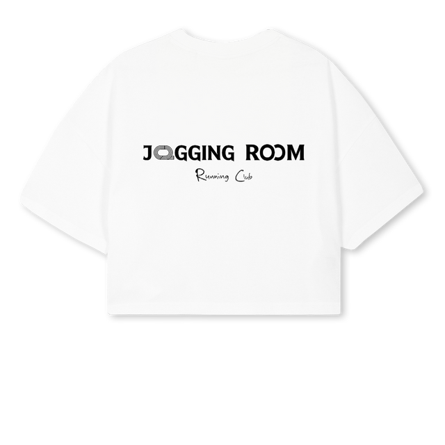JRRUNCLUBCROPWHITE White Cropped Oversized Tee.