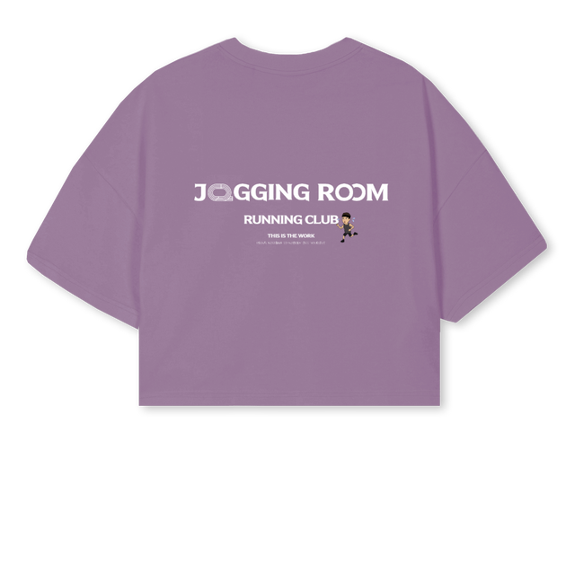 JRNEWCROPPURP Purple Cropped Oversized Tee.