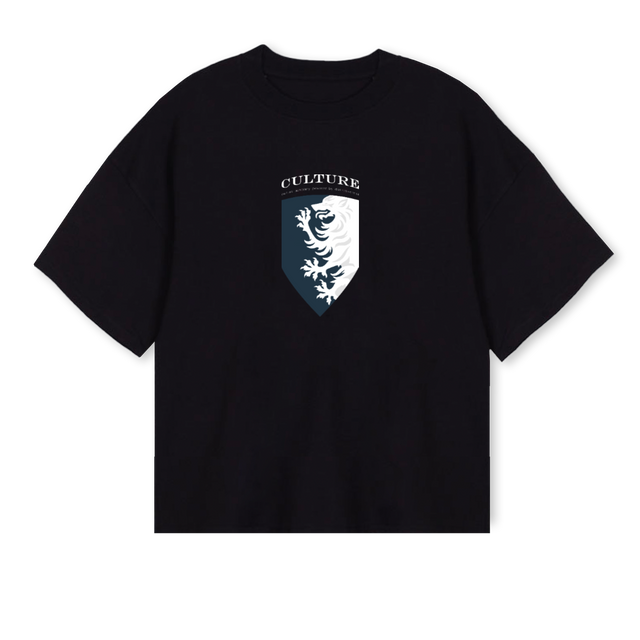 CULTUREACADEMY Black Oversized Boxy Tee.