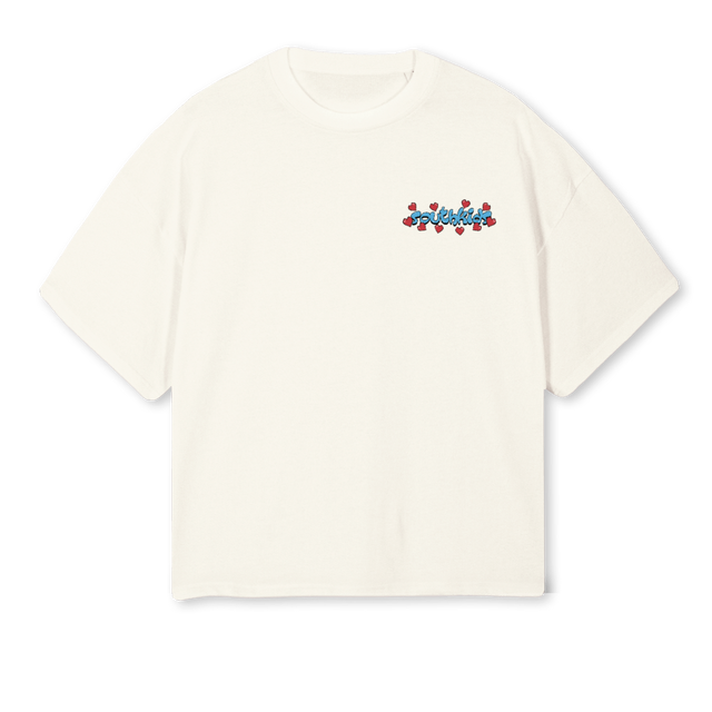 LOVERSTEE Cream Oversized Boxy Tee.