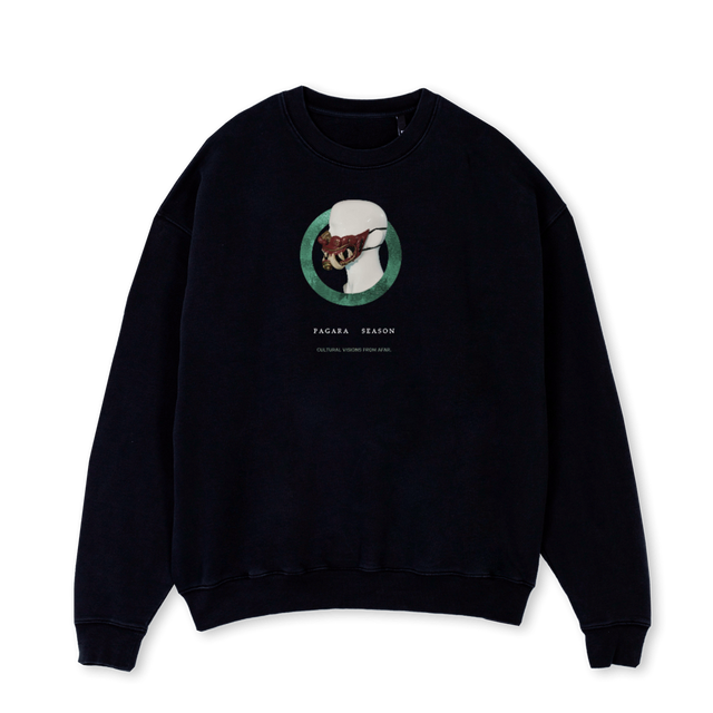 ONIMASK Black Oversized Crewneck Sweater.