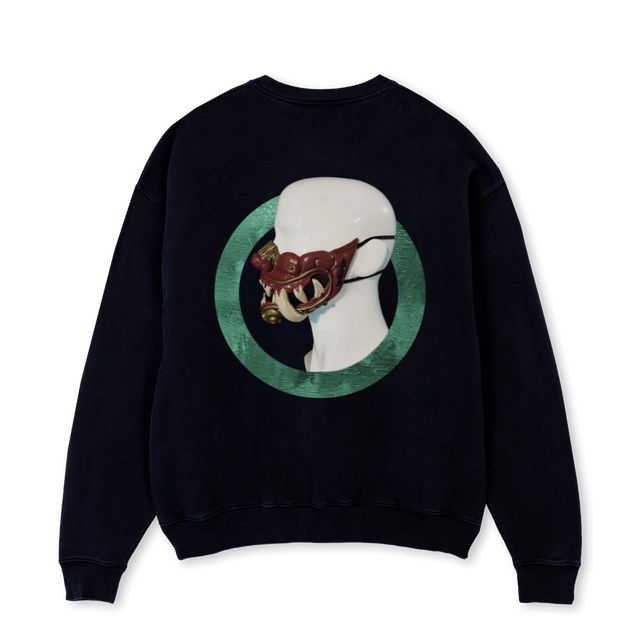 ONIMASK Black Oversized Crewneck Sweater.