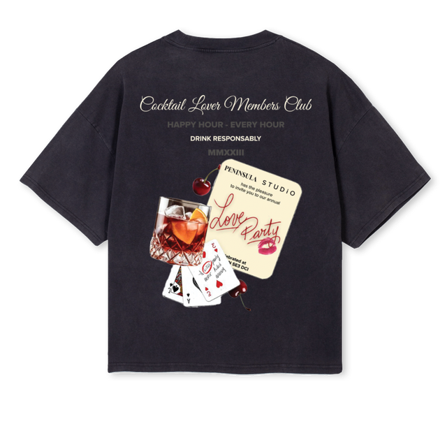 LOVEPARTY Vintage Black Oversized Boxy Tee.