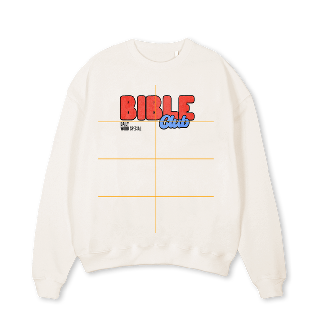 CREWWBIBLECLUB Vintage White Oversized Crewneck Sweater.