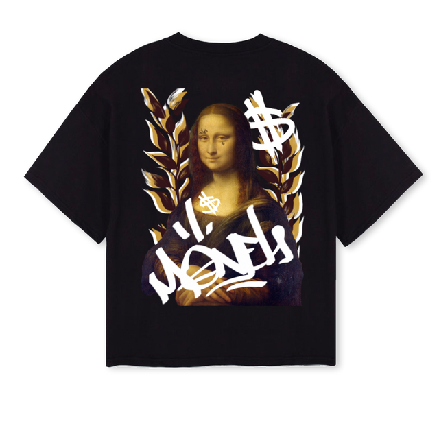 MONEYLISA Black Oversized Boxy Tee.