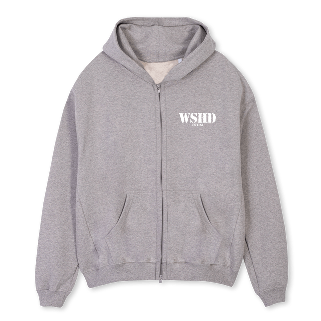 WSHEDPRISONZIP Grey Marl Oversized Zipped Hoodie.