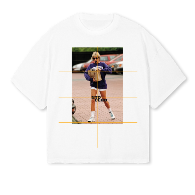 PRINCESSDIANATEE White Oversized Boxy Tee.