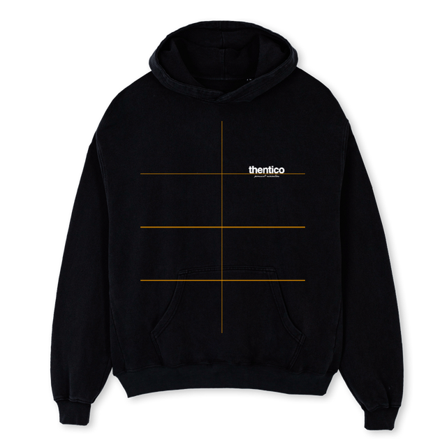 THENTICOHOOD Black Oversized Hoodie.
