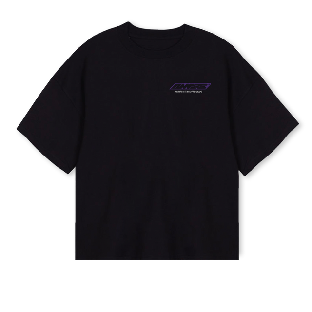 NMBRSOVRSBOXYTPRPL Black Oversized Boxy Tee.