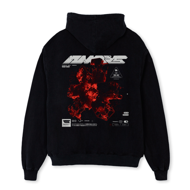 NMBRSREDBLKHOODIE Black Oversized Hoodie.