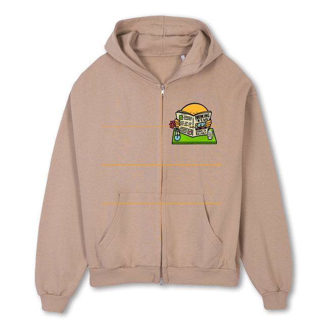 BREAKINGNEWSZIP Croissant Oversized Zipped Hoodie.