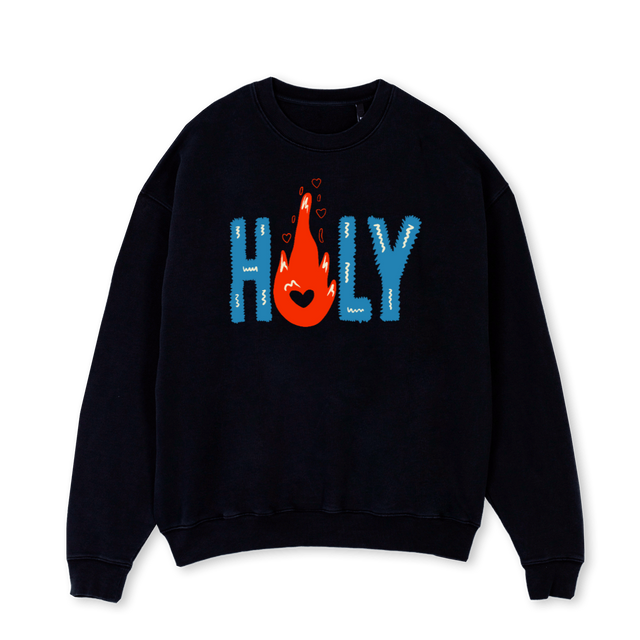 NONONECREW Black Oversized Crewneck Sweater.