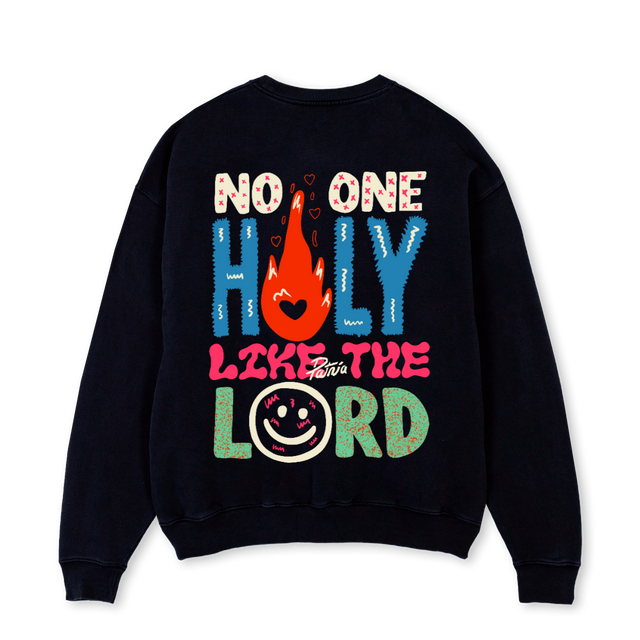 NONONECREW Black Oversized Crewneck Sweater.