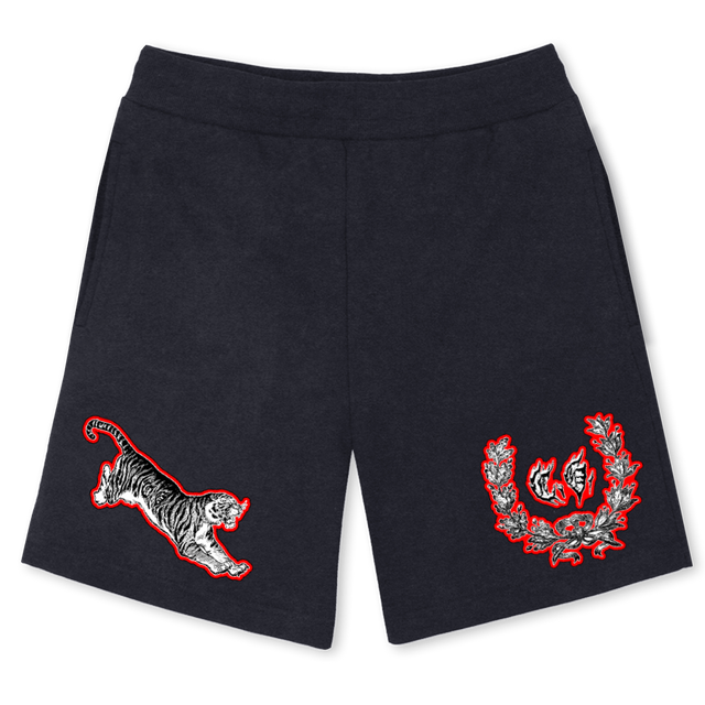 TIGERSHORTS Vintage Black Relaxed Sweatshorts.