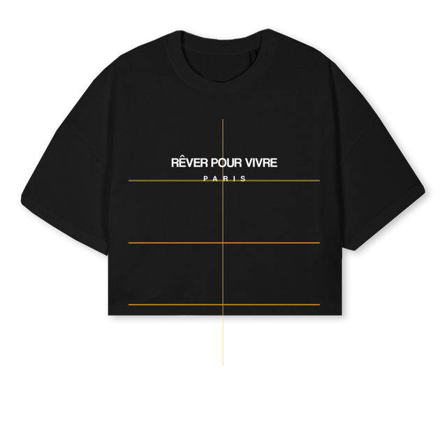 RPVBASICCROPSHIRT Black Cropped Oversized Tee.