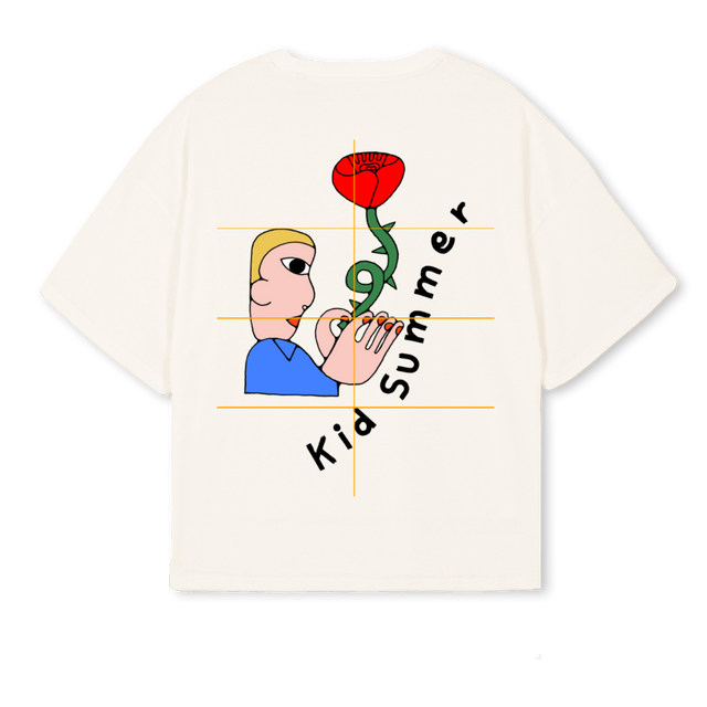 KIDSUMMERROSEBOY Vintage White Oversized Boxy Tee.
