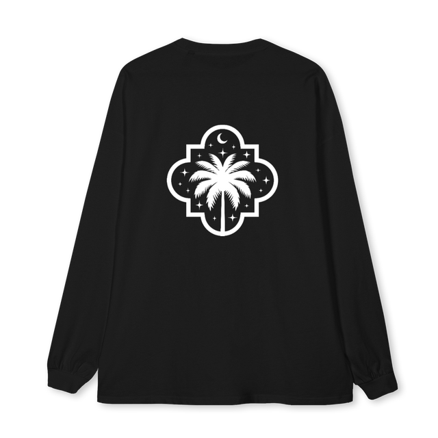 LONGSLEEVEPALM Black Oversized LS Tee.