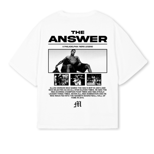 ANSWER White Oversized Boxy Tee.