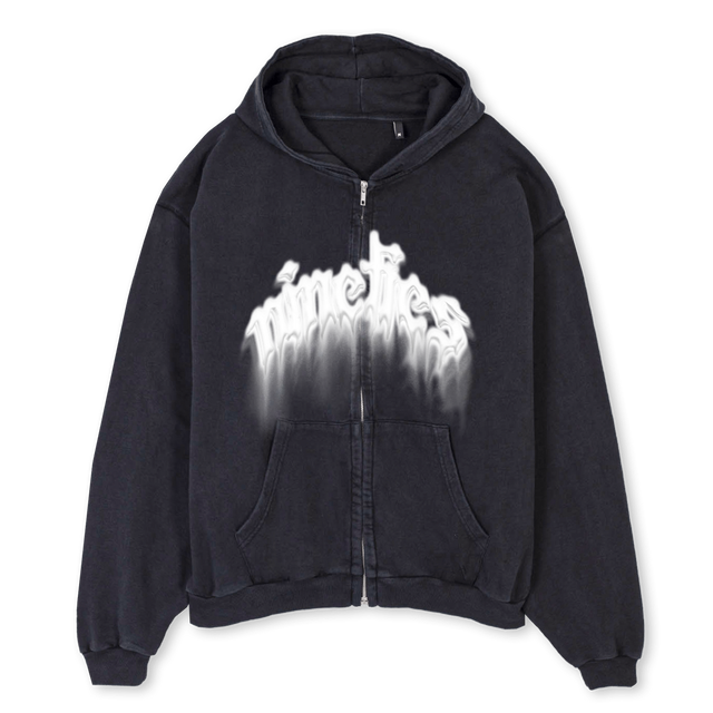 NEUERZIPPER Vintage Black Oversized Zipped Hoodie.
