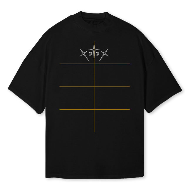PSALMS Black Oversized Mock Neck Tee.