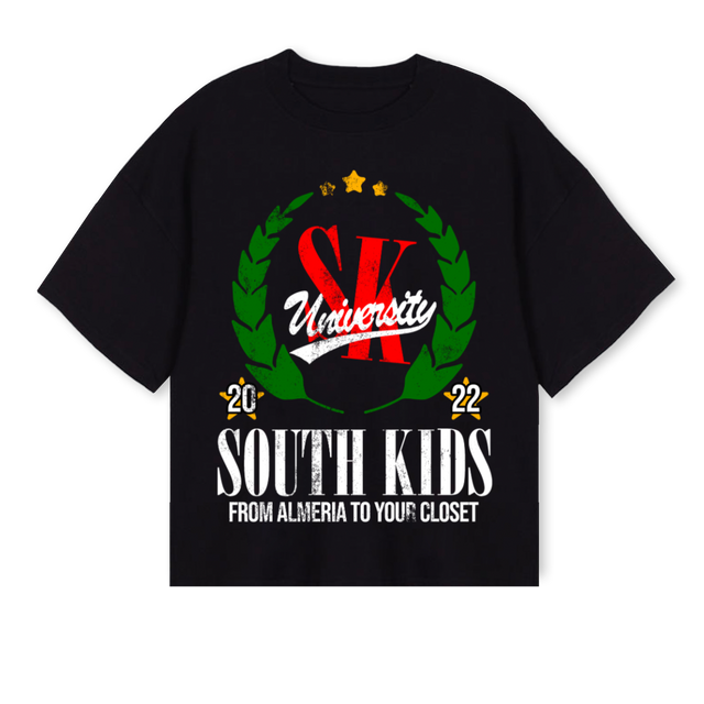 SKUNIVERSITY Black Oversized Boxy Tee.