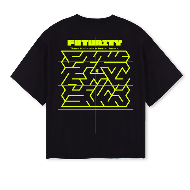 SLEEK Black Oversized Boxy Tee.