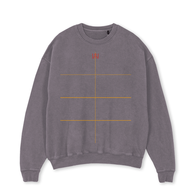 BUZOSOL Pigment Grey Oversized Crewneck Sweater.