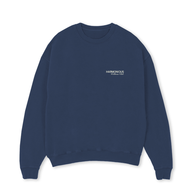 WELLNESSNAVYSWEAT Navy Blue Oversized Crewneck Sweater.