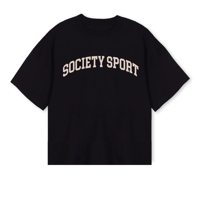 SOCIETYSPORTTEEBLK Black Oversized Boxy Tee.